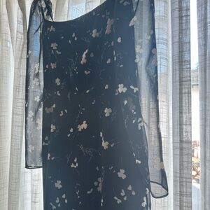 Wilfred Blue Asymmetrical Sheath Dress with Bishop Sleeves